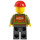 LEGO Lumière Orange Gilet de sécurité, Dark Stone Gris Jambes, Rouge Construction Casque, Noir Barbe Minifigurine