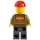 LEGO Light Orange Safety Vest, Dark Stone Gray Legs, Red Construction Helmet, Black Beard Minifigure