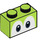 LEGO Limette Backstein 1 x 2 mit Augen mit Unterrohr (68946 / 101881)