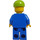 LEGO Lime Cap, Blue Jacket, Orange Stripes, Lopsided Open Grin Minifigure