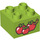 LEGO Lime Duplo Brick 2 x 2 with three Apples and Worm (3437 / 15965)