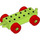 LEGO Lime Duplo Car Chassis 2 x 6 with Red Wheels (Modern Open Hitch) (14639 / 74656)