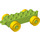 LEGO Lime Duplo Car Chassis 2 x 6 with Yellow Wheels (Modern Open Hitch) (10715 / 14639)