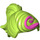 LEGO Limette Haar mit Curls und Pferdeschwanz mit Dark Pink Swirl (13785 / 50537)