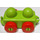 LEGO Lime Primo Vehicle Base with red wheels and tow hitches (31605 / 76044)