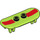 LEGO Lime Skateboard with Four Wheel Clips with Dark Red Stripes (16909 / 42511)