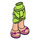 LEGO Lime Skirt with Side Wrinkles with Pink Star sandals (11407 / 35566)