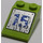 LEGO Lime Slope 2 x 3 (25°) with Blue &#039;15&#039; on Silver Plate Sticker with Rough Surface (3298)