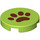 LEGO Lime Tile 2 x 2 Round with Brown Paw with Bottom Stud Holder (14769 / 95294)