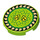 LEGO Lime Tile 2 x 2 Round with Green Scales, Yellow Eyes and Tan Teeth Ring with Bottom Stud Holder (14769 / 104417)