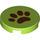 LEGO Lime Tile 2 x 2 Round with Paw Print with &quot;X&quot; Bottom (4150 / 95294)