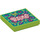 LEGO Lime Tile 2 x 2 with Butterflies Print with Groove (3068 / 75391)