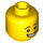 LEGO Hankøn Hoved med Sort Eyebrows og Bred Grin (Forsænket solid knops) (3626 / 26881)