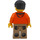 LEGO Männlich Orange Jacke mit Kapuze over Licht Blau Pullover, Dunkles Beige Beine, Schwarz Kurz Zerzaustes Haar Minifigur