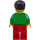 LEGO Male with Black Short Tousled Hair, Stubble Beard, Green V-Neck Sweater, and Red Legs Minifigure