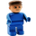 LEGO Man with blue legs, blue top, brown Cap Duplo Figure with white in eyes