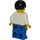 LEGO Mand med Blå Overalls og Sort Hår Minifigur