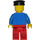 LEGO Mann med Vanlig Blå Overkropp, Rød Ben, Svart Hatt Minifigur