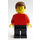 LEGO Man with Plain Red Torso, Black Legs, Brown Hair Minifigure