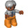 LEGO Medic mit Zipper oben und Grau Haar Duplo Abbildung mit hellgrauen Händen