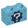 LEGO Medium Azure Brick 1 x 2 with white ? on Black cog with Bottom Tube (76886 / 76887)
