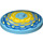 LEGO Mittleres Azure Dish 4 x 4 mit Gelb und Blau paint strokes (Solider Bolzen) (1908 / 3960)