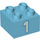 LEGO Azure moyen Duplo Brique 2 x 2 avec &quot;1&quot; (3437 / 66025)