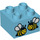 LEGO Medium Azure Duplo Brick 2 x 2 with Bees (3437 / 25008)