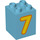 LEGO Medium Azure Duplo Brick 2 x 2 x 2 with &#039;7&#039; (28936 / 31110)