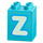 LEGO Mittleres Azure Duplo Backstein 2 x 2 x 2 mit Letter &quot;Z&quot; Dekoration (31110 / 65976)
