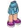 LEGO Medium Azure Hip with Basic Curved Skirt with Magenta Shoes and White Laces with Thick Hinge (35634 / 36180)