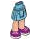 LEGO Medium Azure Minidoll Hip with Curved Skirt with Magenta Shoes and White Laces (Thick Hinge) (35634 / 36180)