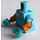 LEGO Medium Azure Minifigur Kropp med Orange Krage, Dotted Line och Silver Bälte (973)