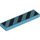 LEGO Medium Azure Tile 1 x 4 with Black Danger Stripes (Unprinted Corners) (73823 / 103166)