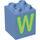 LEGO Medium Blue Duplo Brick 2 x 2 x 2 with Green &#039;W&#039; (31110 / 93710)