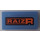 LEGO Medium Blue Tile 1 x 2 with Orange and Black &#039;RAIZR&#039; Sticker with Groove (3069)