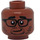 LEGO Medium Brown Double-Sided Head with Glasses, Stubble and Wide Grin / Lopsided Smile (Recessed Solid Stud) (3626 / 100330)