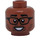 LEGO Medium Brown Double-Sided Head with Glasses, Stubble and Wide Grin / Lopsided Smile (Recessed Solid Stud) (3626 / 100330)