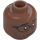 LEGO Medium Brown Double-Sided Head with Glasses, Stubble and Wide Grin / Lopsided Smile (Recessed Solid Stud) (3626 / 100330)