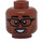 LEGO Brun moyen Double-Sided Diriger avec Glasses, Stubble et Large Sourire / Lopsided Smile (Goujon solide encastré) (3626 / 100330)