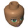 LEGO Mittleres dunkles Fleisch Minidoll Kopf mit Andrea Green Augen, Pale Pink Lips (11816 / 93184)
