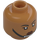 LEGO Medium Mörk Hud Minifigur Huvud med Dekoration (Infälld solid knopp) (3274)