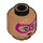 LEGO Medium Dark Flesh Pink Power Batgirl Minifigure Head with Magenta Mask (Recessed Solid Stud) (3626 / 29700)