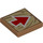 LEGO Beige Moyennement Foncé Tuile 2 x 2 avec Rouge Arrow sur Bronzer Wood avec rainure (3068)