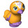 LEGO Medium lavendel Vogel met Feet Together met Bright Light Oranje Lichaam en Medium Azure Ogen (37079)