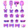 LEGO Medium lavendel Friends Haar Accessoires, Complete Set (93080 / 96389)