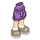 LEGO Medium Lavender Hip with Rolled Up Shorts with Dark Tan Shoes with Thin Hinge