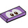 LEGO Medium Lavender Tile 1 x 2 with Eyes with Brown with Groove (3069 / 68916)