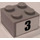 LEGO Mittleres Steingrau Backstein 2 x 2 mit &quot;3&quot; Aufkleber (3003)