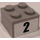 LEGO Mittleres Steingrau Backstein 2 x 2 mit Number &quot;2&quot; Aufkleber (3003)